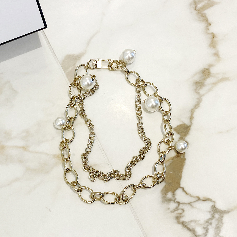 pearl gold bold necklace
